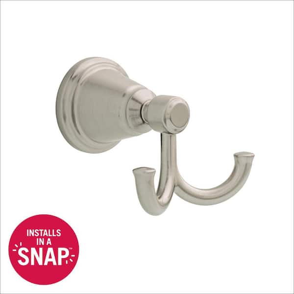 Foundations Design Series J-Hook Double Robe/Towel Hook Bath Hardware Accessory in Brushed Nickel