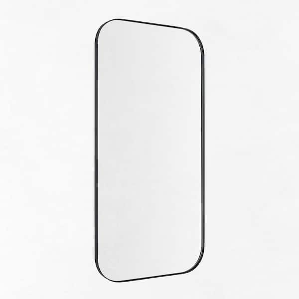 TEHOME Mid-Century 20 in. W x 40 in. H Rectangular Stainless Steel Framed Wall Mounted Bathroom Vanity Mirror in Matt Black