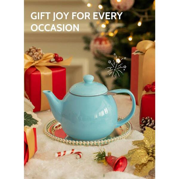 Lynzavix 2-Cup Turquoise Classic Style Porcelain Stainless Steel