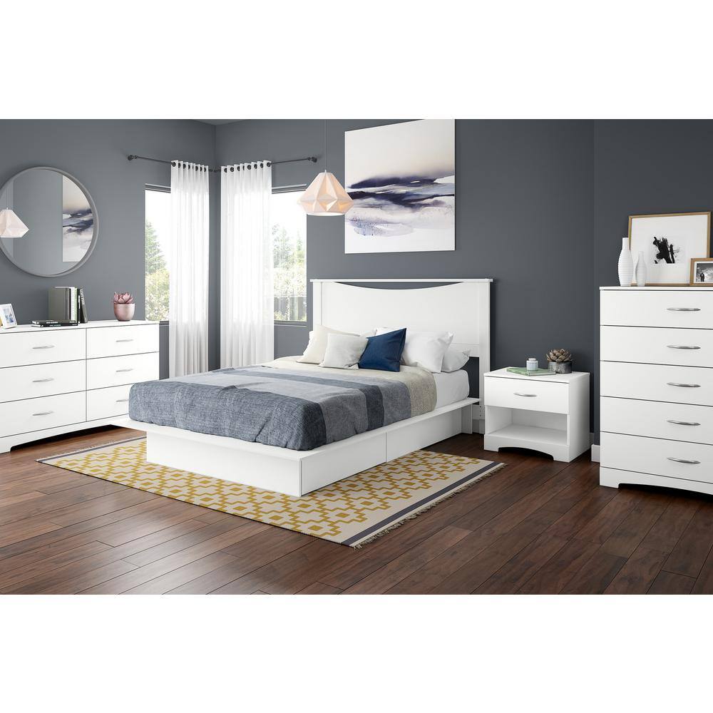 Pure White 1-Drawer Nightstand with Open Shelf