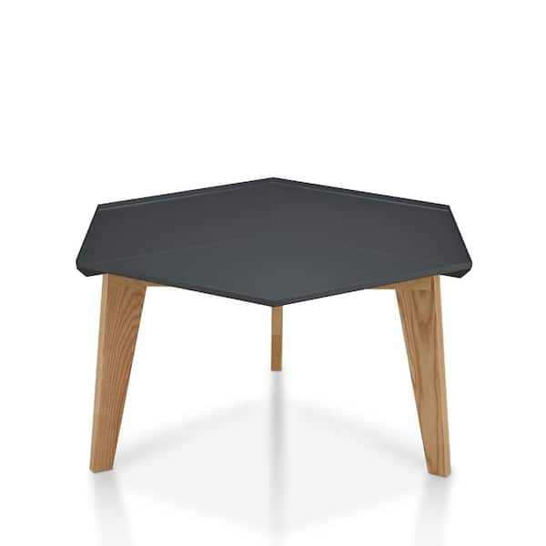 Furniture of America Douce 32 in. Black/Brown Medium Hexagon Metal Coffee Table