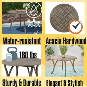 47.25 in. Gray Round Acacia Wood Outdoor Dining Table