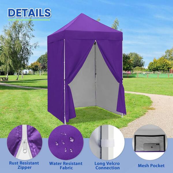 COOS BAY 5 ft. x 5 ft. Purple Instant Canopy Pop Up Tent with 4