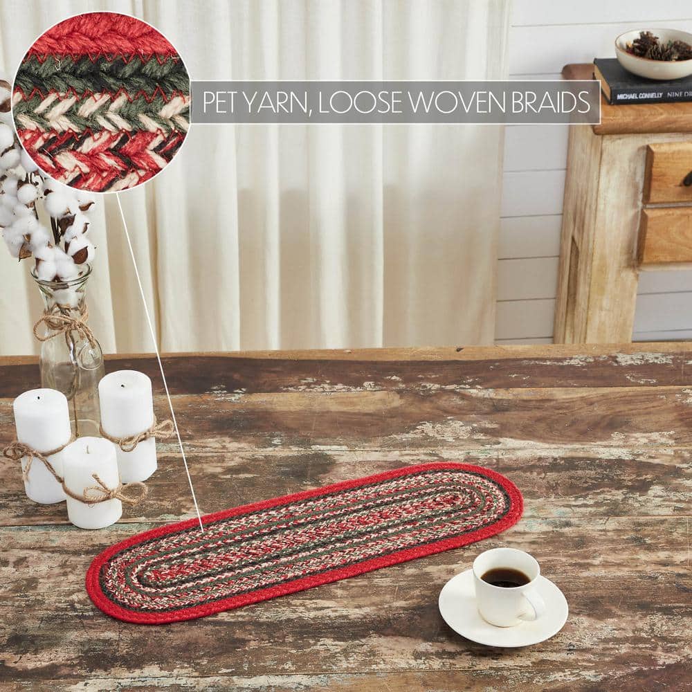 Forrester Red and Green Braided Oval Runner 8x24