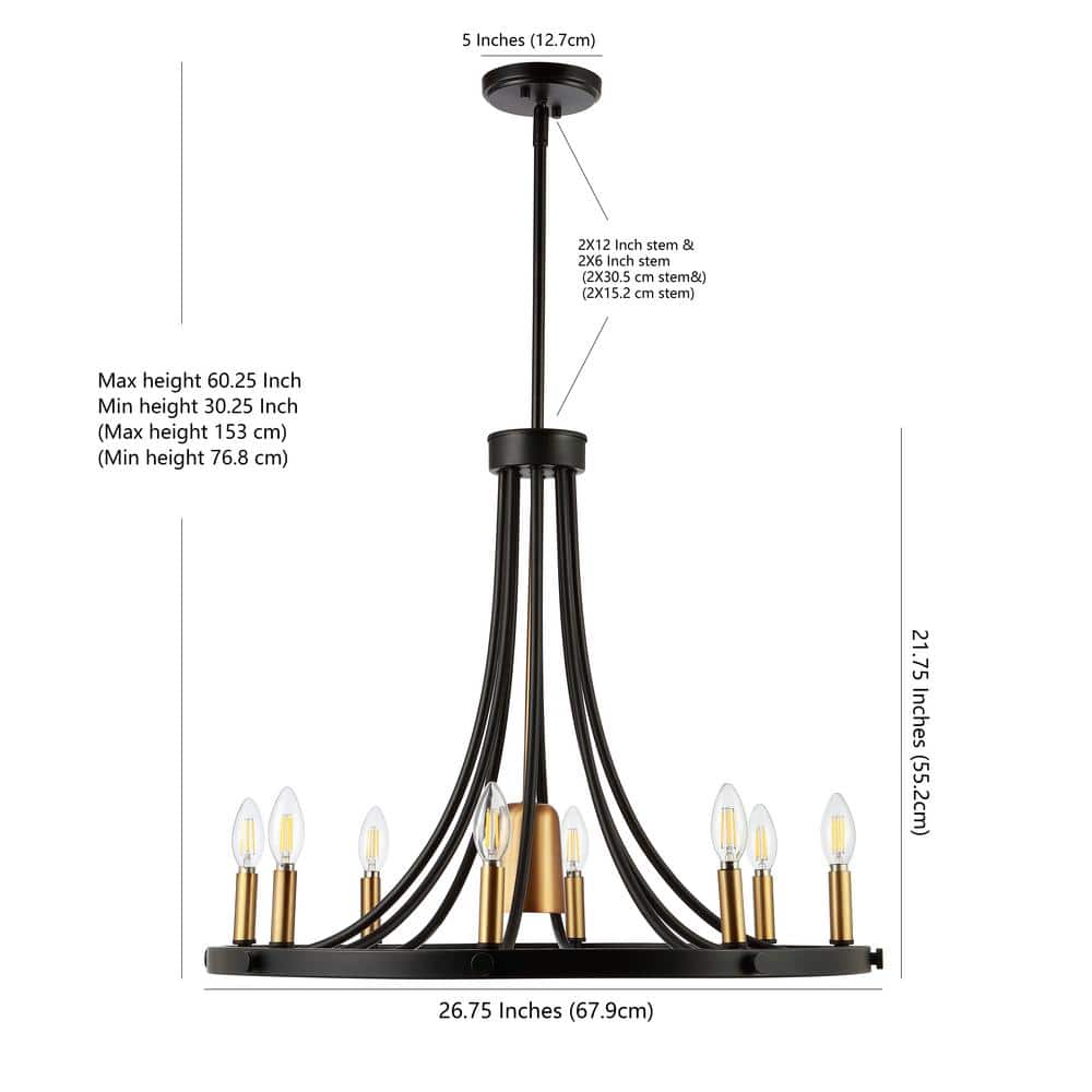 Black Iron Empire Shape Rustic Chandelier Light