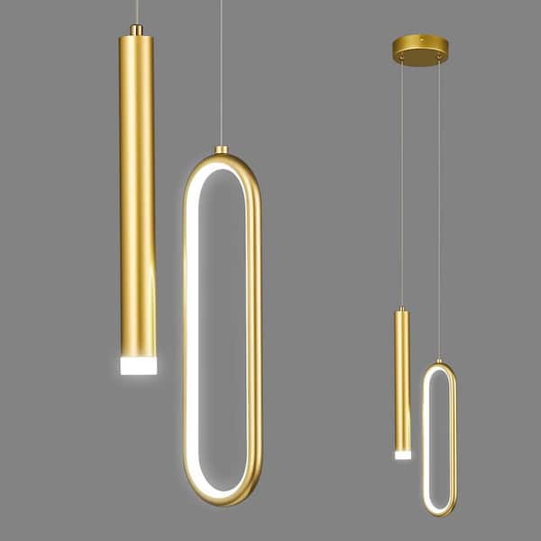 Modern Pendant 2-Lights Gold LED Pendant Chandelier Light Kitchen Island Pendant Hanging Pendant Lighting