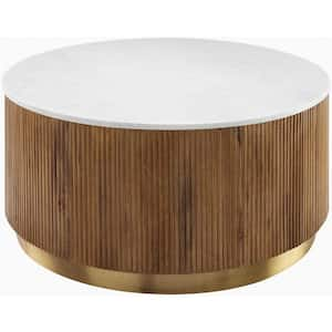 Clark 17 in. Brown/Gold Rectangle Wood Coffee Table