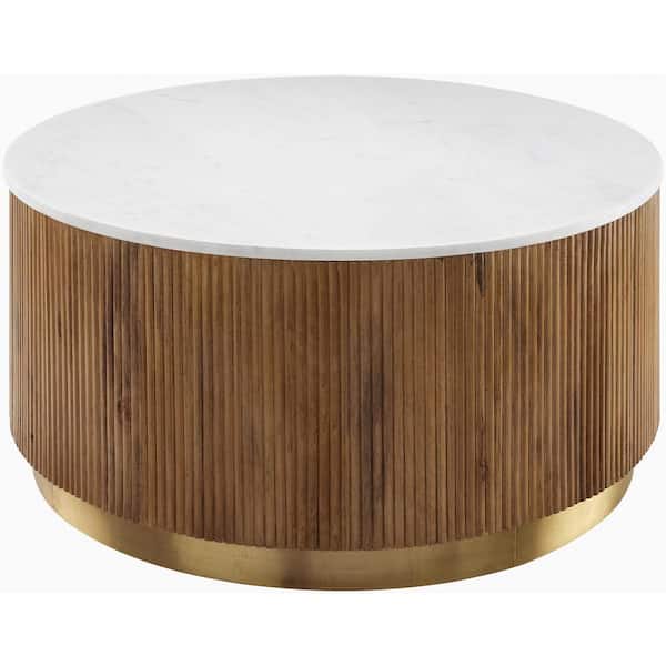 Clark 17 in. Brown/Gold Rectangle Wood Coffee Table