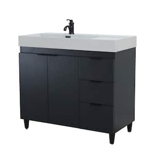 39 in. W x 19 in. D Single Bath Vanity in Dark Gray with Light Gray Composite Granite Sink Top