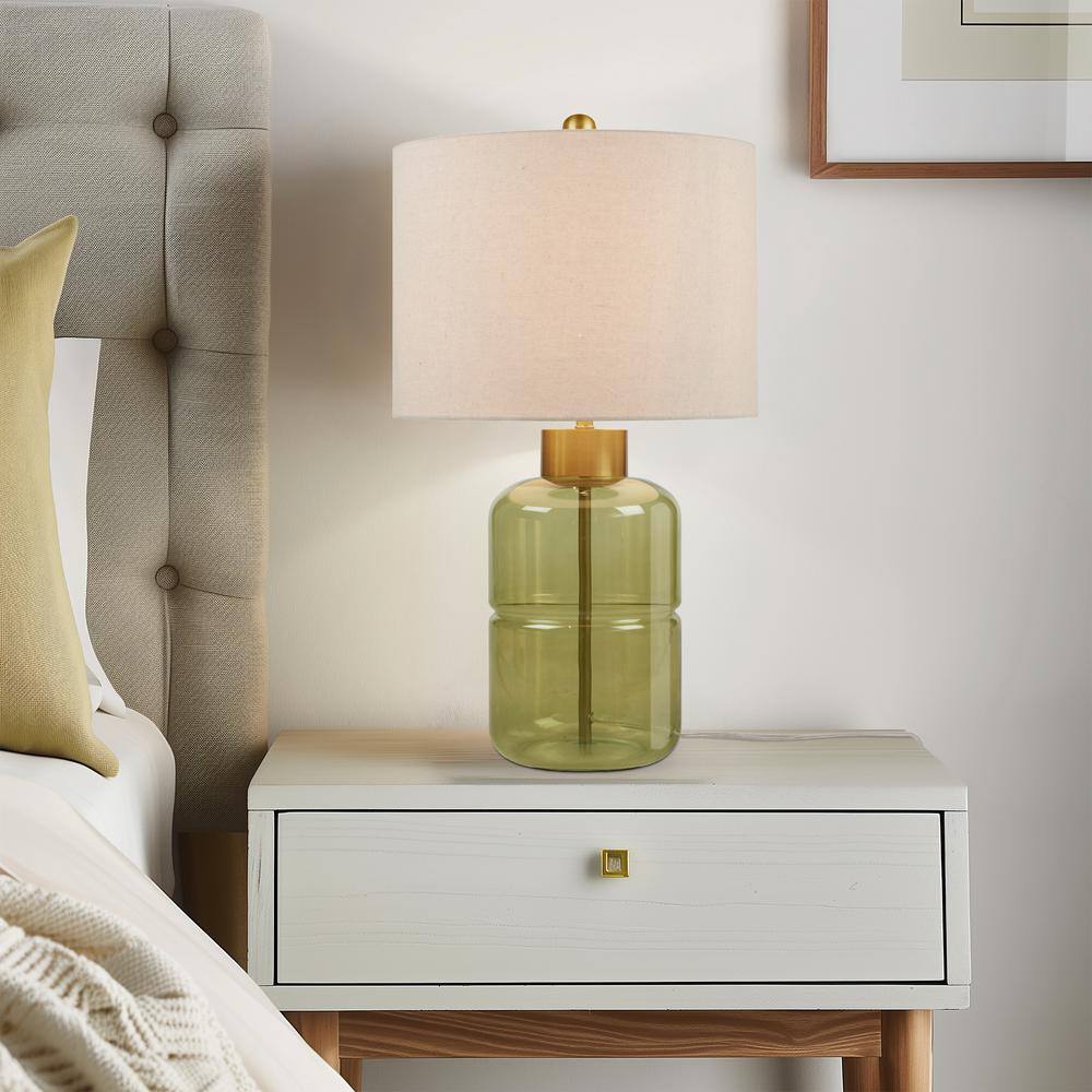 Lysandria Green Glass Table Lamp with Gold Accents