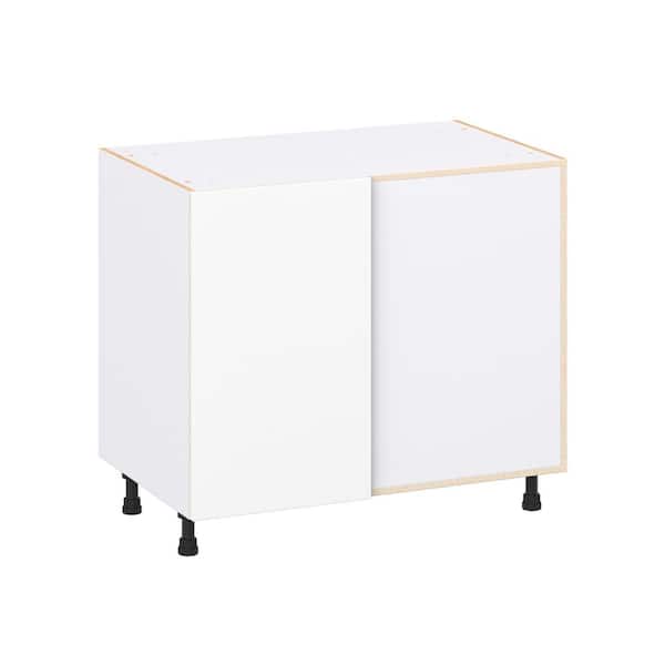 Timberline 39 in. W x 24 in. D x 34.5 in. H Assembled Slab Right Blind Corner Kitchen Cabinet in Bright White