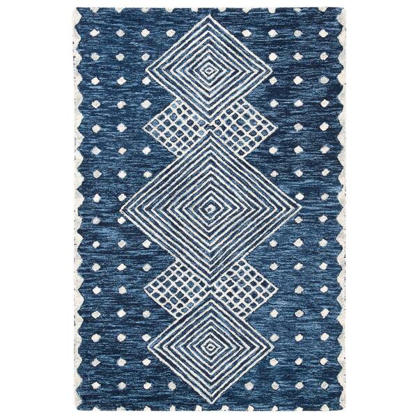 Micro-Loop 4 ft. x 6 ft. Blue/Ivory Tribal Area Rug