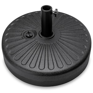 Fillable Plastic Faux Wicker Patio Umbrella Base with 2 Adjustment Knobs in Black Wicker