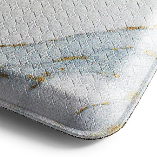 Cozy Living Marble Gold White 17.5 in. x 55 in. Runner Kitchen Mat