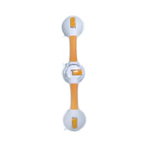 19 in. x 1 in. Adjustable Angle Rotating Suction Cup Grab Bar in White and Orange