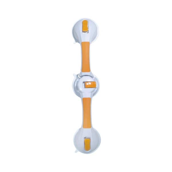 Drive Medical 19 in. x 1 in. Adjustable Angle Rotating Suction Cup Grab Bar in White and Orange