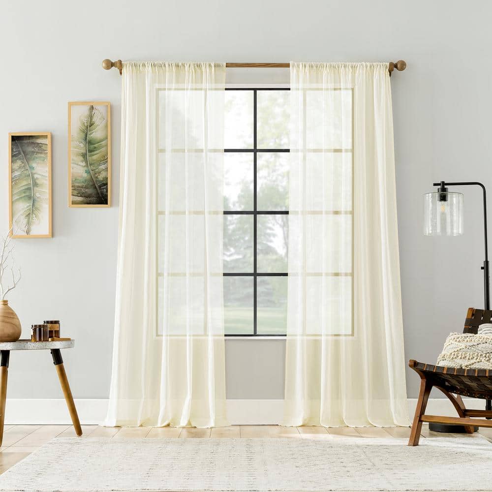 Cream 50" x 63" Cotton Sheer Rod Pocket Curtain Panel