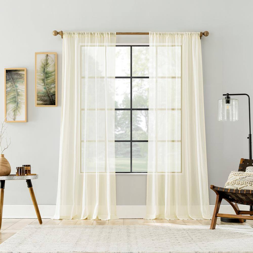 Cream Sheer Cotton Rod Pocket Window Panel 50" x 84"