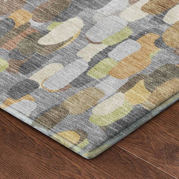 Mayfield Premium Machine Washable Abstract AMF2451 Gray 2 ft. x 3 ft. Accent Rug