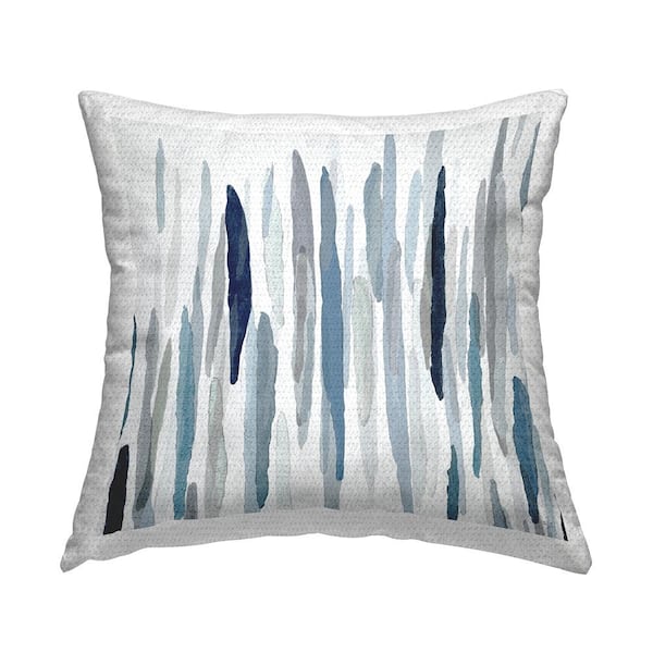 Stupell Industries Abstract Brushed Rainfall Contemporary Blue Lines Blue Square Outdoor Throw Pillow