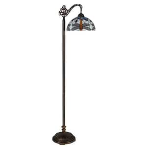 Colebridge 62 in. H Dark Bronze Metal Tiffany Floor Lamp for Living Room with Glass Shade