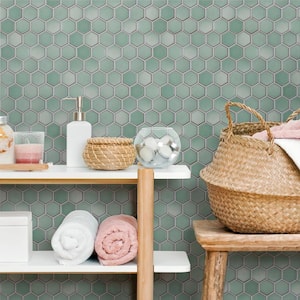 Hudson 2 in. Due Hex Mint Green 12-1/2 in. x 11-1/4 in. Porcelain Mosaic (9.97 sq. ft. /Case)
