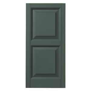 12 in. x 28 in. Raised Panel Polypropylene Shutters Pair in Green
