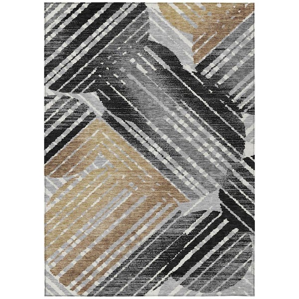 Chantille Machine Washable Indoor/Outdoor Abstract ACN2653 Black 10 ft. x 14 ft. Area Rug