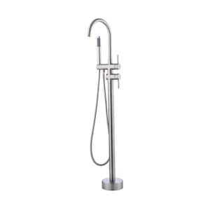 2-Handle Freestanding Tub Faucet with handheld shower in. Brushed Nickel