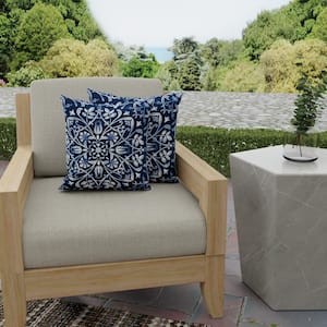 18 in. L x 18 in. W x 4 in. T Outdoor Throw Pillow in Dresden Midnight (2-Pack)