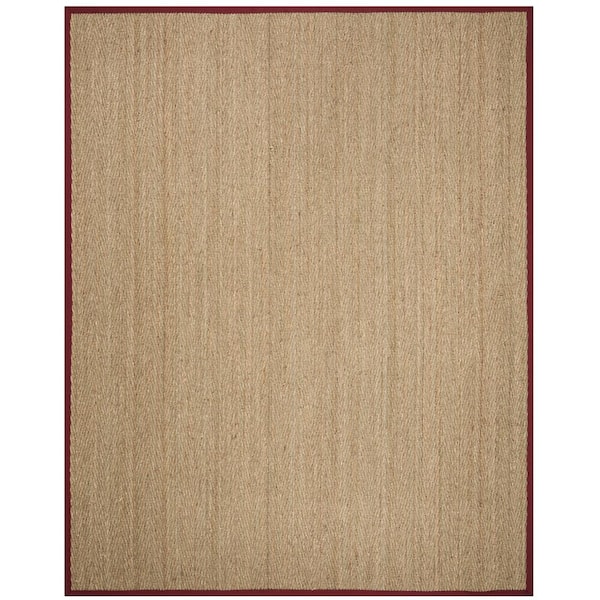 SAFAVIEH Natural Fiber Beige/Red 8 ft. x 10 ft. Border Area Rug