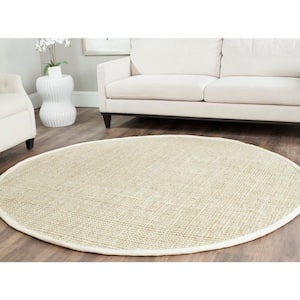 Natural Fiber Ivory 11 ft. x 11 ft. Woven Cross Stitch Round Area Rug