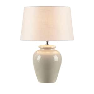 1-Lamp, 13.78 in. Cream Color Modern A Bulb Type Table Lamp for Living Room with white Shade