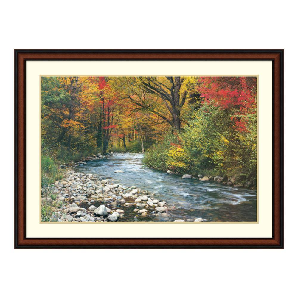 Forest Creek Fall Landscape Framed Wall Art in Walnut