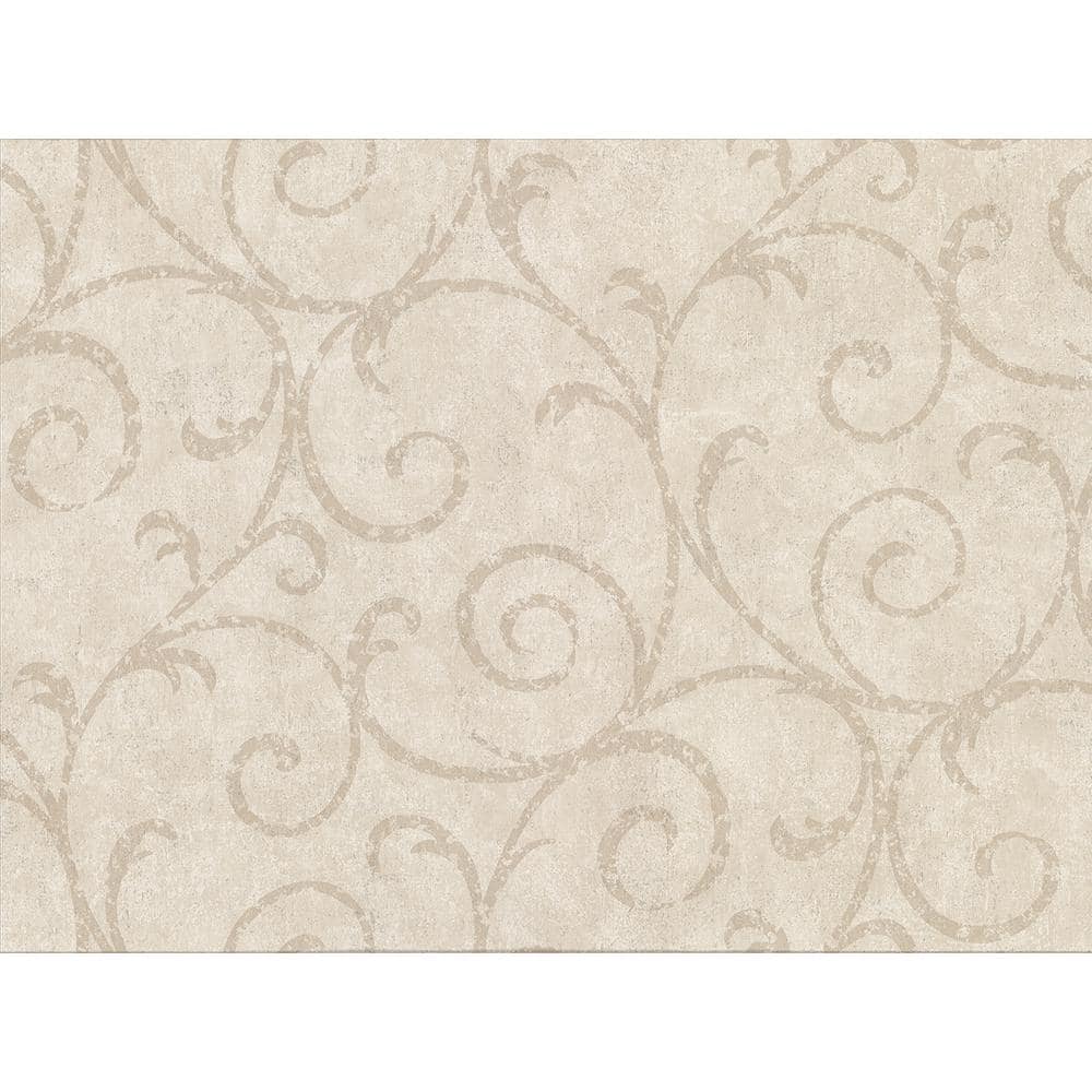 Sansa Beige Plaster Scroll Beige Wallpaper Sample