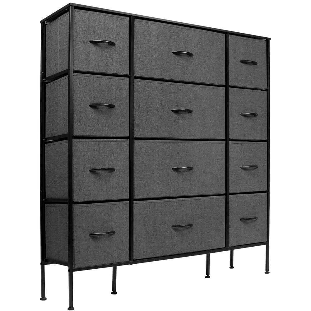 Lakefront Wide Drawer Dresser Storage Organizer 5-Drawer Closet Shelves (11.4D x 39.3W x 21.6H), Grey