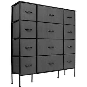 12-Drawer Black Classic Fabric Bin Chest of Drawers 48.75 in. H x 46.5 in. W x 11.75 in. D