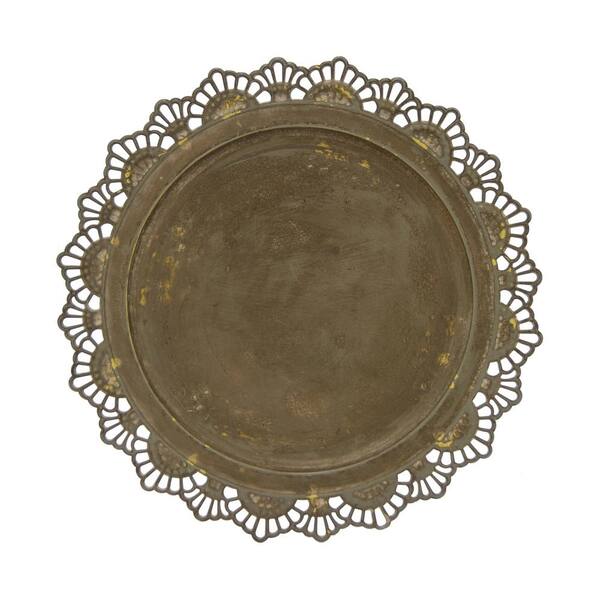 THREE HANDS Brown Metal Charger Plate