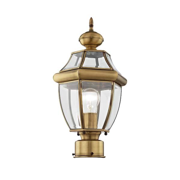 Livex Lighting 2153 Polished Brass 1 Light Outdoor Clear Beveled Glass Post Lant for sale online