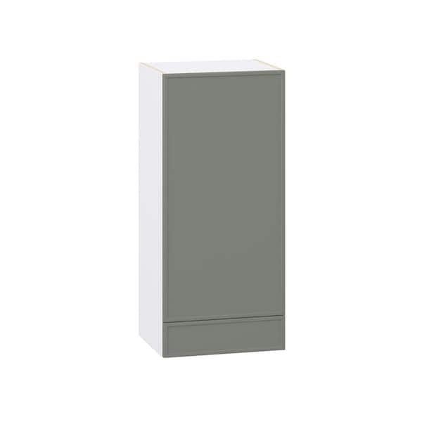 J COLLECTION Fairview 18 in. W x 14 in. D x 40 in. H Slim Shaker Assembled Wall Kitchen Cabinet with 1-Drawer in Moss Green