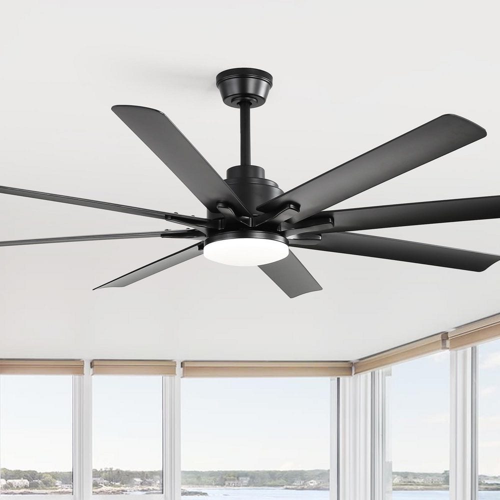 Sofucor 66 in. LED Indoor/Outdoor Black Smart Modern Ceiling Fan