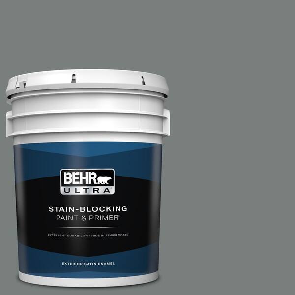 BEHR ULTRA 5 gal. #PPU25-18 Shutter Gray Satin Enamel Exterior Paint & Primer