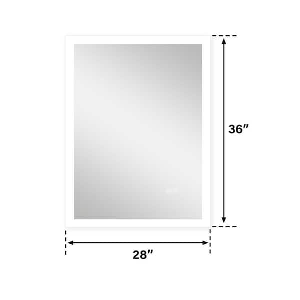 Galaxy 28 in. W x 36 in. H Rectangular Frameless LED Anti-Fog Wall-Mounted Bathroom Vanity Mirror in Aluminum
