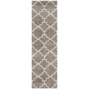 Hudson Shag Gray/Ivory 2 ft. x 12 ft. Runner Rug