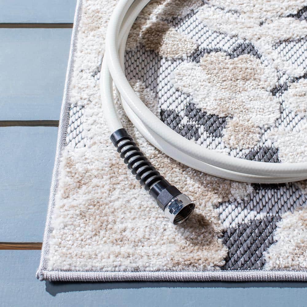 Ivory Floral Bliss 36" Easy-Care Synthetic Rectangular Rug