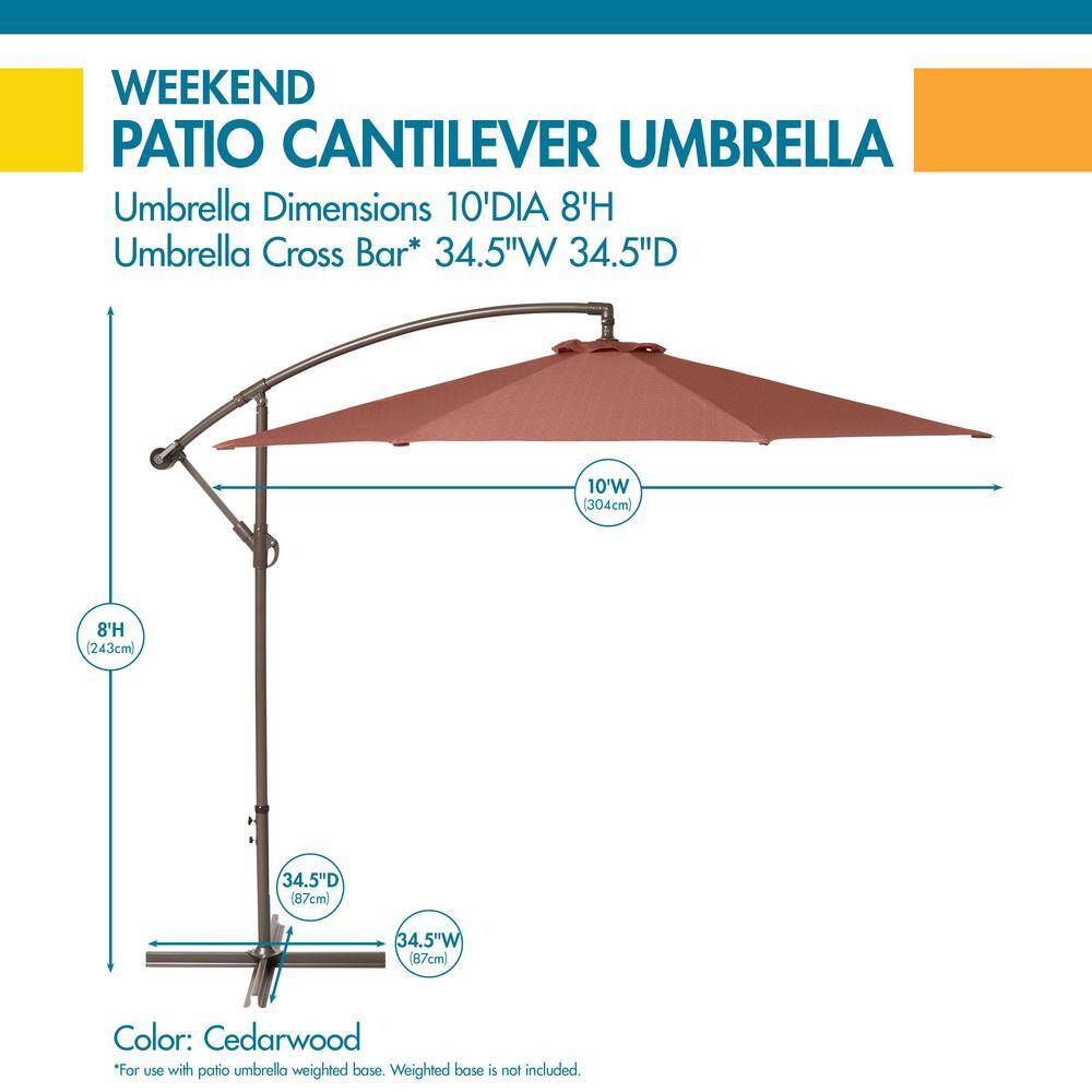 Cedarwood 10-Foot Cantilever Patio Umbrella with Water-Resistant Fabric