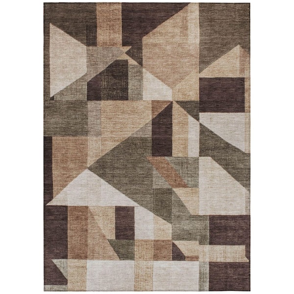 Chantille Machine Washable Indoor/Outdoor Abstract ACN2365 Brown 3 ft. x 5 ft. Area Rug