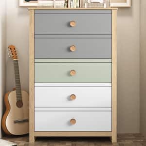 Essex 5-Drawers Oak 30.7 in. Wide Teen Chest of Drawer