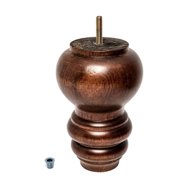 American Pro Decor 6 in. x 4 in. Stained Cherry Solid Hardwood Round Bun Foot