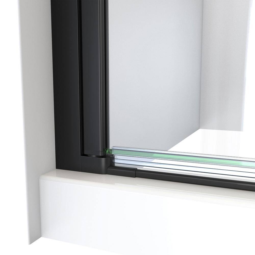 Matte Black Frameless Bi-Fold Shower Door with Clear Glass